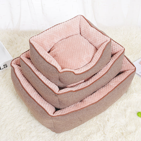 Cotton Linen Corn Kernels Pet Dog Cat Bed for Small Medium Pet Bed