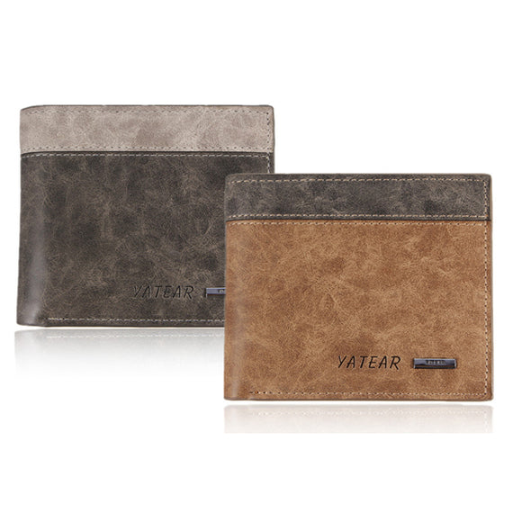 Men's PU Leather Bifold Wallet ID Business Credit Card Holder