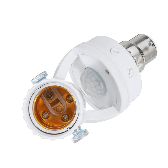AC100-240V 60W B22 To E27 AdjustableInfrared Human SensorSocket Light Bulb Adapter Lamp Holder