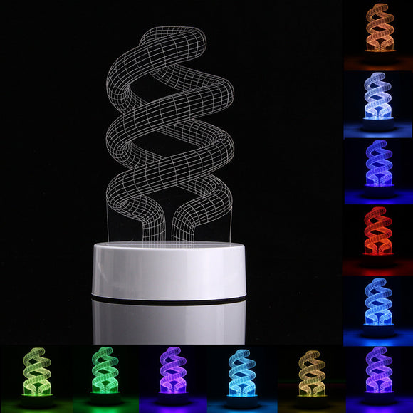 3D Spiral Shape RGB USB Night Light Color Changing LED Table Lamp + 24 Key Controller Xmas Gift
