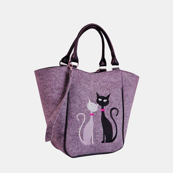 Women Large Capacity Cat Pattern Crossbody Bag Handbag Tote Bag
