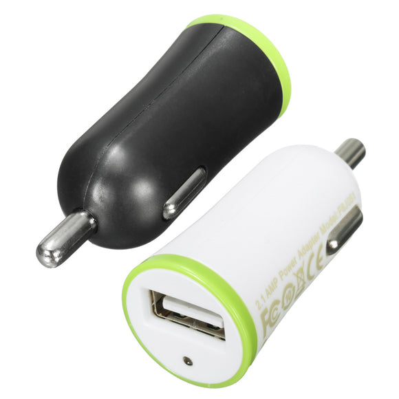 2.1A 5V Black And White Car Charger With IC Protection Support Single USB