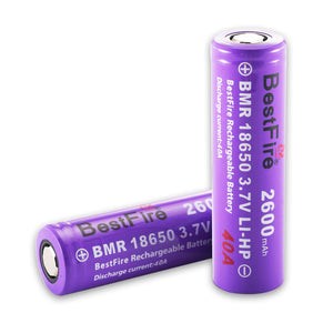 2PCS BestFire 18650 Battery 2600mAh 40A 3.7V Rechargeable Lithium Battery