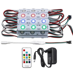 20PCS WS2811 DC12V 3LED 5050 RGB SMD LED Module Strip Light Front Window Sign + 14Keys Remote Control