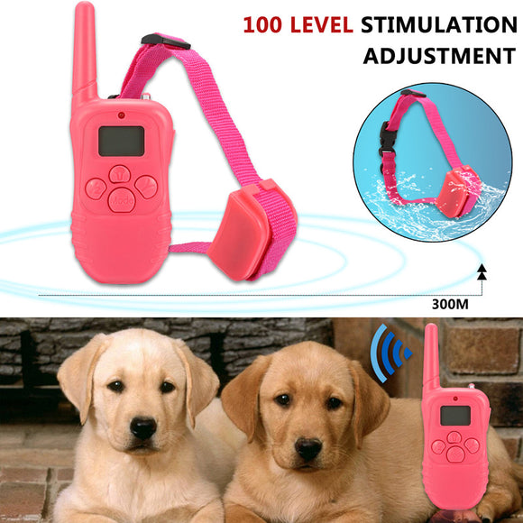 Waterproof Rechargeable LCD 100 Level Shock Vibrate Remote 1 Dog Training Collar