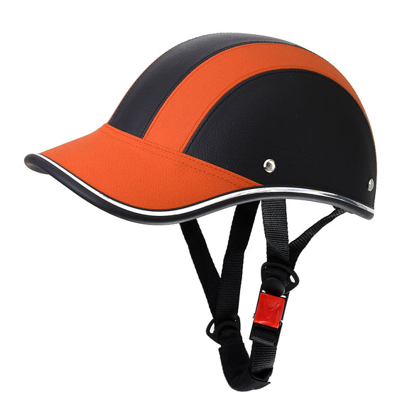 Motorcycle PU Leather Helmet Half Open Face With Chopper Cruiser Visor