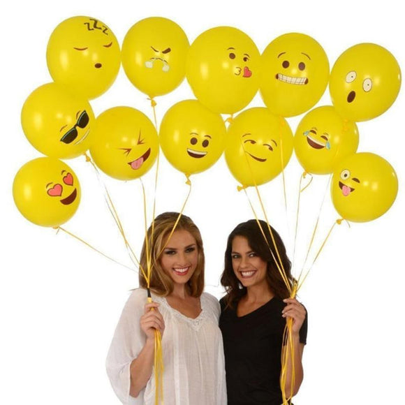 12Inches Random Smile Balloon Festive Balloon Cartoon Expression Balloon Yellow Inflatable Toys