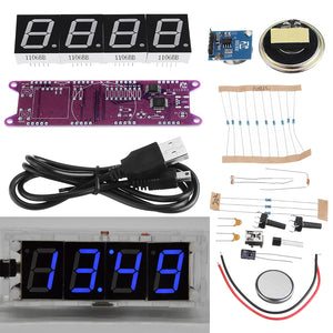 Geekcreit EC1840 DS3231 Red/Green/Blue/White DIY Light Control Broadcasting Time Music Electronic Clock Kit Without Housing