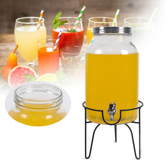 5.5L Drink Beverage Dispenser and Stand Beverage Water Juice Detox Glass Jar