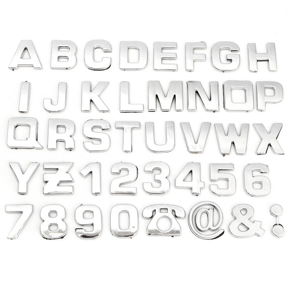 40pcs 3D DIY Metallic Alphabet&Number stickers car Emblem letter Badge Decal