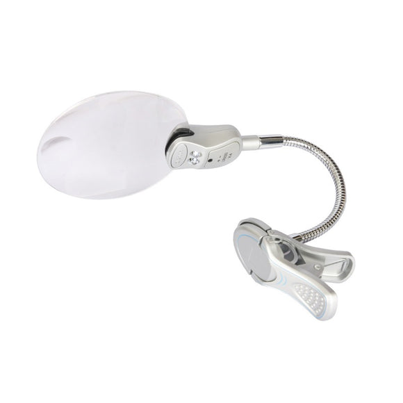 2x 6x 107mm LED Illuminating Magnifier Metal Hose Magnifying Glass Desk Table Reading Lamp Light with Clamp