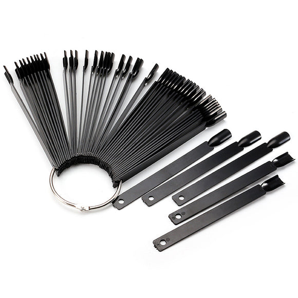 50pcs Black False Nail Polish Display Tip Stick Ring Fan Board Stand Manicure Practice Tool
