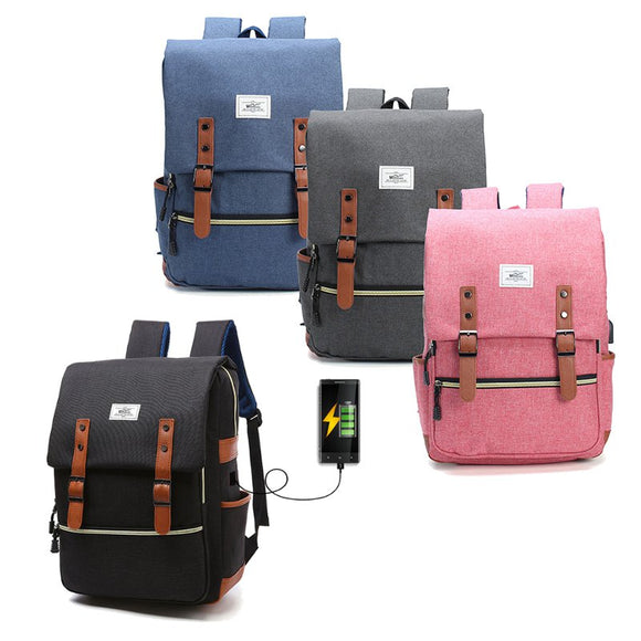 Men's Women's Anti Theft Waterproof Laptop Backpack Bag Travel Bag With External USB Charging Port