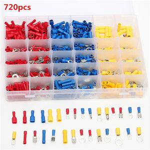 Excellway EC10 720Pcs Insulated Electrical Wire Terminals Crimp Connector Kit