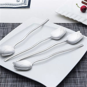 1Pc Ice Tea Coffee Spoon Rose Sweet Dessert Stirred Thickened Stainless Steel