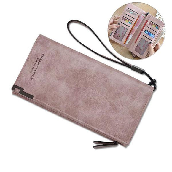 Women Zipper Wallet Multifunctional Card Slots Long Purse Handbag For 5.5-inch or less Smartphone