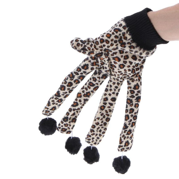 Cute Cat Toys Scratcher Leopard Glove with Lovely Balls Teaser Pet Toys