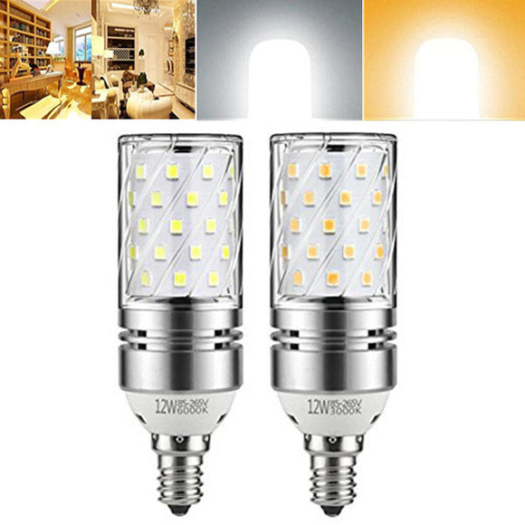 E12 12W Warm White Pure White LED Candle Light Bulb 100W Incandescent Equivalent AC85-265V