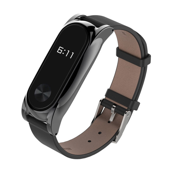 Mijobs Leather Bracelet Replacement for Xiaomi MiBand 2 Wrist Strap Smartband