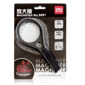 Deli 9091 Racket Magnifier Medium Diameter 60mm 3 Times Magnification Assisted By 6 Times Magnification