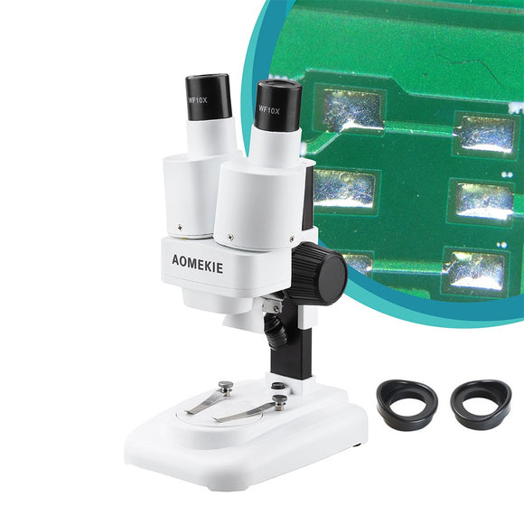 AOMEKIE AO1001 20X Stereo Microscope Binocular with LED for PCB Soldering Tool Mobile Phone Repair Slides Mineral Watching Microscopio