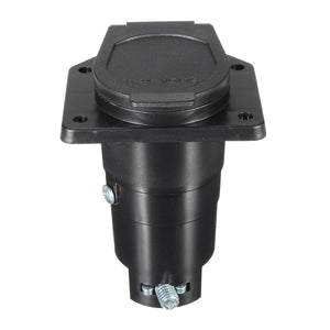 7Way Round Trailer Connector 7 Poles Female RV Light Plug Connector Black 6-24v