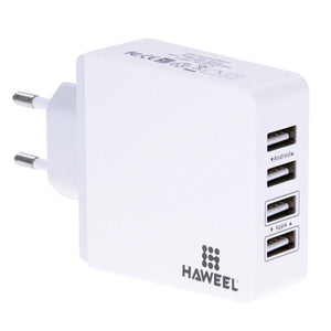 Haweel 5V 3.1A EU Plug 4 Port USB Wall Charger Travel Adapter For iPhone 7 Samsung S8 Xiaomi 6