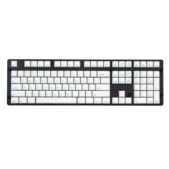 Magicforce 108 Key White Color Green Fonts Dye-sub PBT Keycaps Keycap Set for Mechanical Keyboard