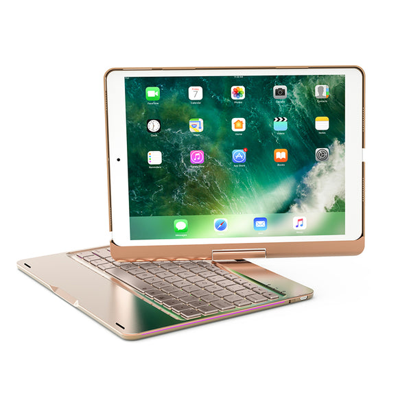 360 Rotation 7 Colors Backlight Bluetooth Aluminum Keyboard Case For iPad Pro 10.5