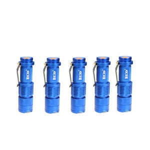 5Pcs Blue Color MECO Q5 500LM Multicolor Zoomable Mini LED Flashlight 14500/AA