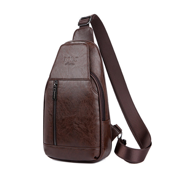 Men Genuine Leather Multifunctional Chest Bag Leisure Outdoor Sports Crossbody Bag Shoulder Bag