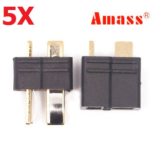 5 Pair Amass AM-1015B Anti-Slip Black T Plug Connector Male & Female