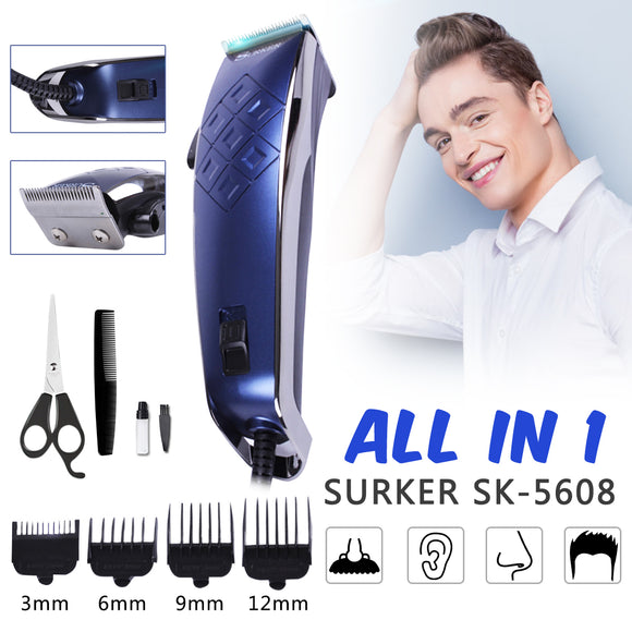SURKER SK-5608 Adjustable Rechargeable Hair Clipper Electric Wired Hair Trimmer Professional Family Home Barber Haircut Machine