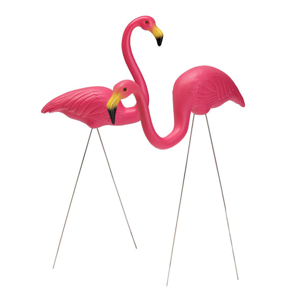 2PCS Pink Flamingo Plastic Yard Garden Lawn Art Ornaments Retro Toy Decor