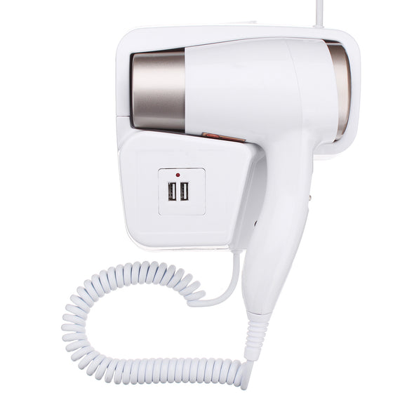 1300W Wall Mounted Hair Dryer Household Hanging Holder Electric Blower Hotel With USB Socket