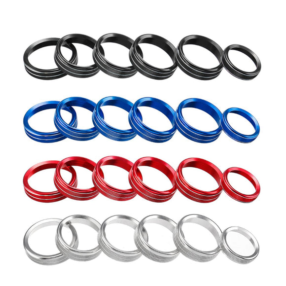 6Pcs Air Conditioner & Audio Switch Knob Car Decorative Ring Cover Trim For Ford F150 16-18