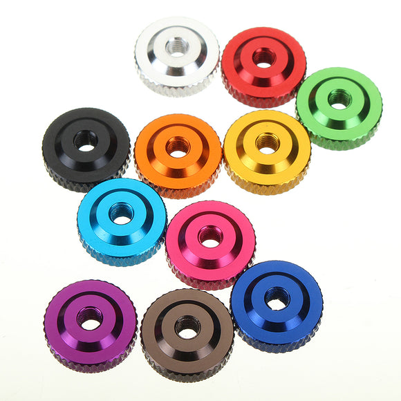 Suleve M3AN12 10Pcs M3 Knurled Thumb Nut w/ Collar Screw Spacer Washer Aluminum Alloy Multicolor