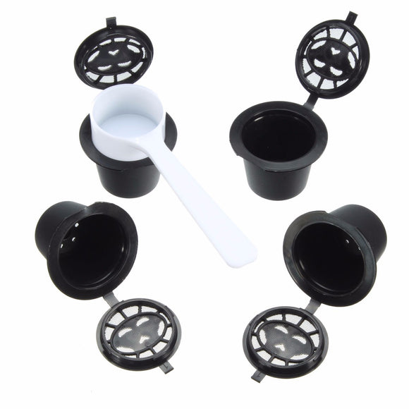 4 Pack  Refillable Reusable Coffee Capsules Pod For Nespresso Stainless Steel Filters