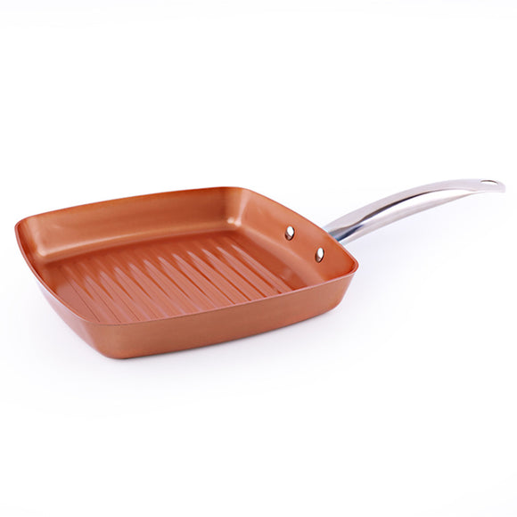 Copper Chef Square Frying Pan Aluminum Alloy Striped Frying pan Food Grade Physical Nonstick