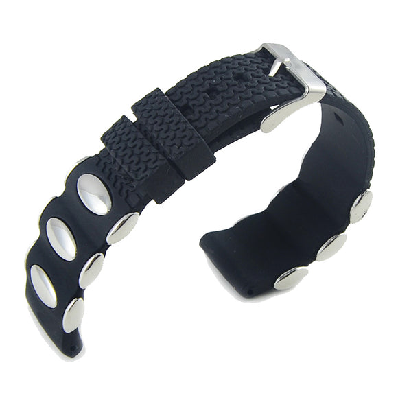 22mm Replacement Silicone Black Watch Strap Band With Stainless Steel Clasp