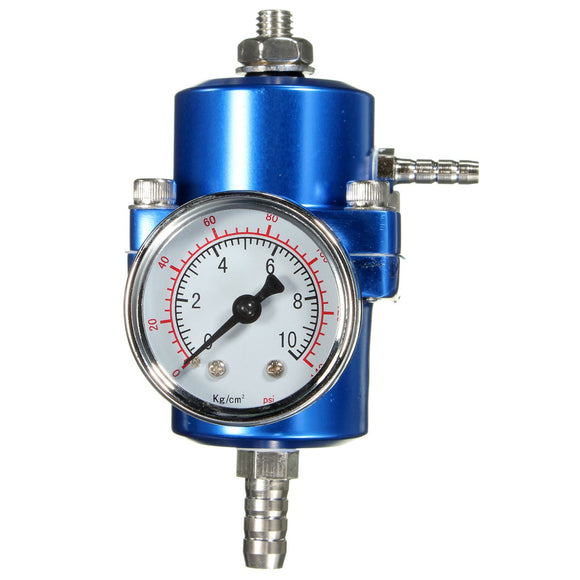 0-140 PSI Blue Fuel Pressure Regulator Adjustable Pressure Gauge
