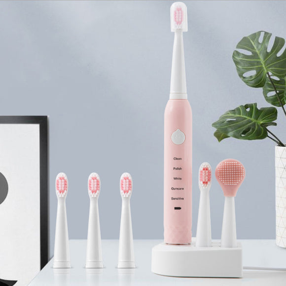 5 Mode USB Acoustic Wave Vibration Waterproof Soft Electric Toothbrush