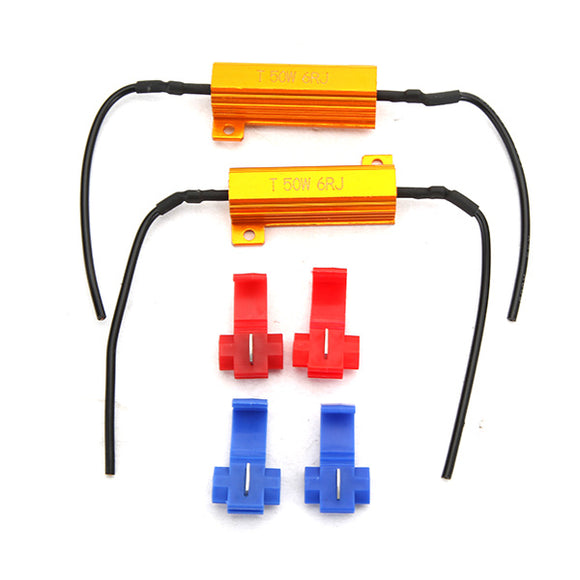 2 x 50W 6ohm LED Load Resistors Fix Bulb Fast Hyper Flash Tail Signal Blink