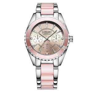 LONGBO 80303 Fashion Women Quartz Watch Rhinestones Dial Ladies Wrist Watch