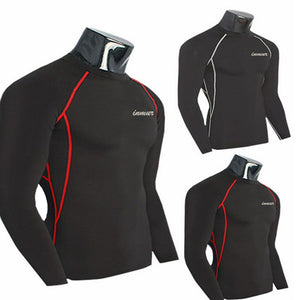 Men Compression Long Sleeve Tight Shirt Base Layer Thermal Racing Gym Sports