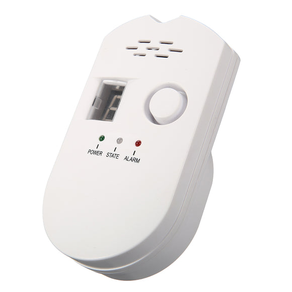 AC 100-240V Gas Leakage Detector LCD Display Household Gas Leak Alarm UK Plug