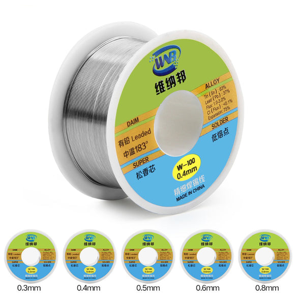 WNB 90g 63/37 Rosin Core Tin Lead 183 Melt Silver Solder Wire Welding Flux 2.0% Iron Cable Reel 0.3mm 0.4mm 0.5mm 0.6mm 0.8mm