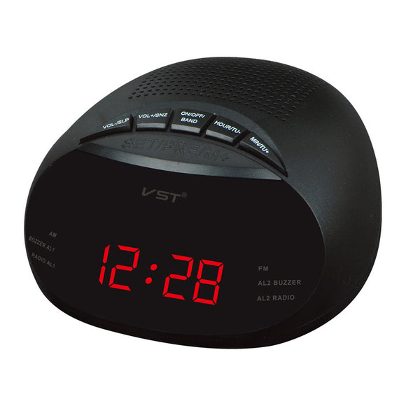 VST ST-8  EU Led Digital Radio Alarm Clock With Blue Red Green Backlight Two Groups Alarm Clock