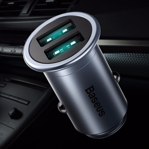 BASEUS MINI T DC5V 2.4A Fast Charging Dual USB Car Charger for Mobile Phone