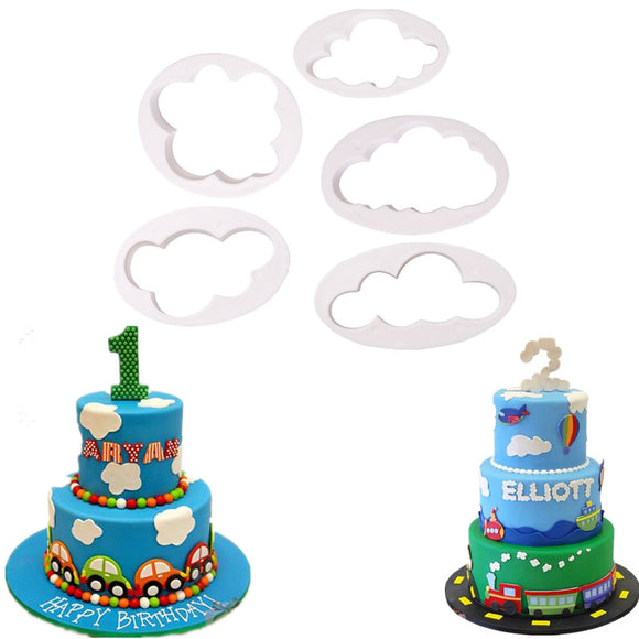 5pcs Fondant Cutter Cloud Plastic Cake Biscuit Cutter Fondant Cake Baking Mold Decorating Tools